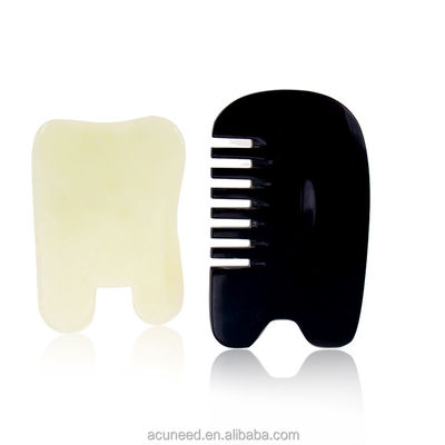 kualitas  Class II Buffalo Horn Jade Guasha Tools Set with oil Massage pabrik