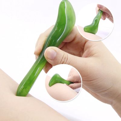 Batu Gua Sha Jade Hijau Alat Pijat Wajah Revitalisasi
