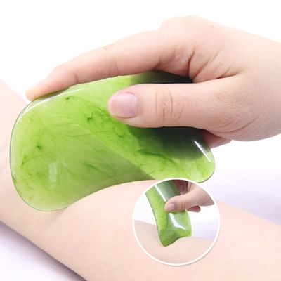Batu Gua Sha Jade Hijau Alat Pijat Wajah Revitalisasi