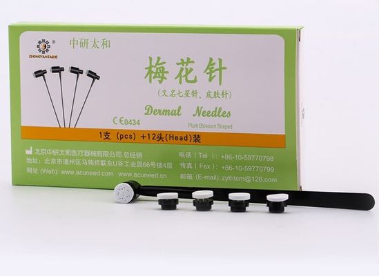 Jarum Plum Blossom Gagang PVC 12 Jarum Kotak Jarum Akupunktur Cocok untuk Profesional Akupunktur dan Kebugaran